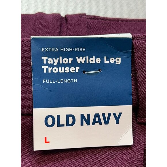 Old Navy Women's High-Rise Wide Leg Trouser Pants Pleated Front Size L Purple - Picture 3 of 11